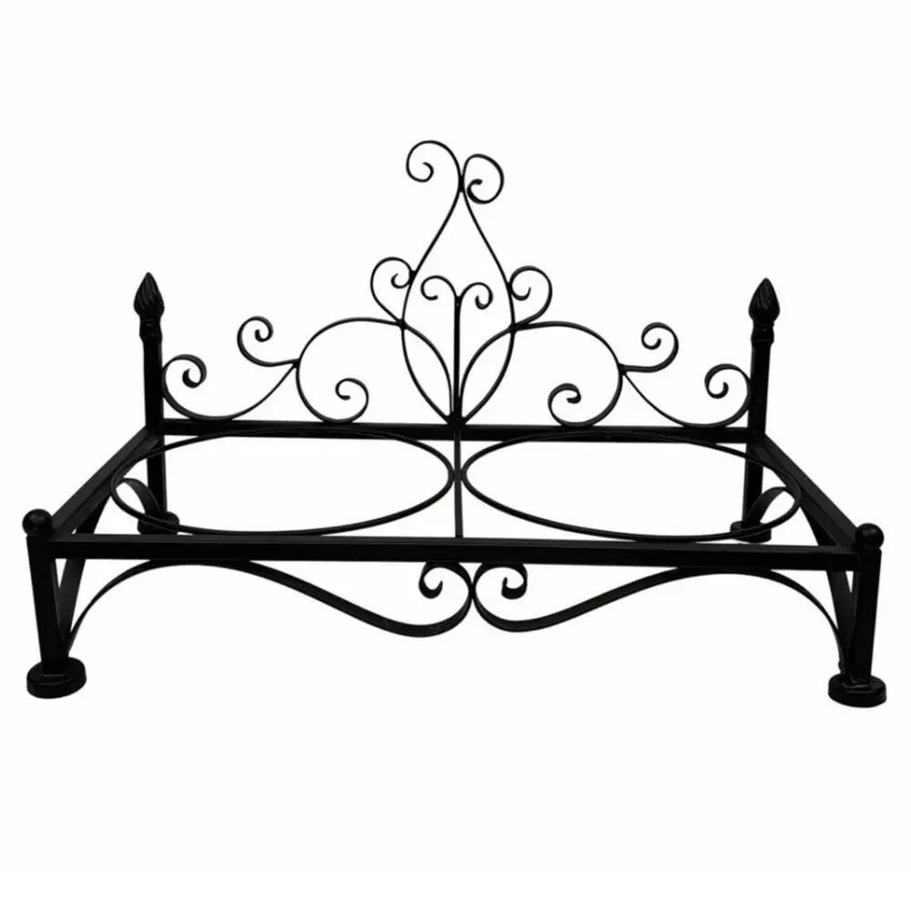Vintage Victorian Style Wrought Iron Dog Food & Water Bowl Holder Ornate Scroll